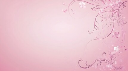 Delicate Pink Floral Design Background With Swirls