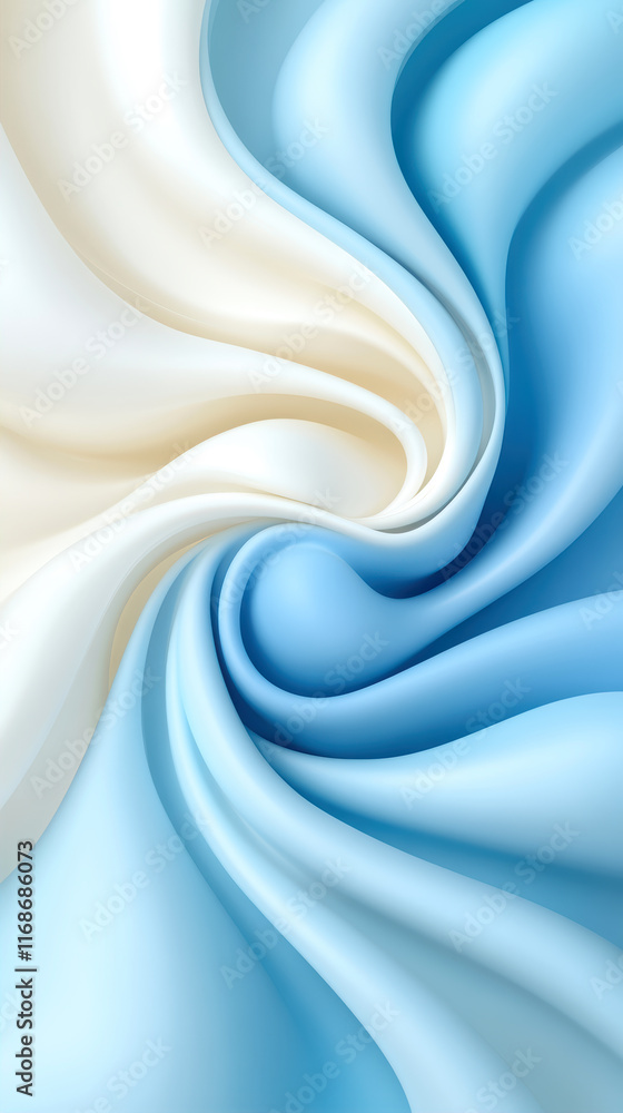 Aufkleber wavy lines create a serene abstract background in shades of blue and cream for artistic vibes