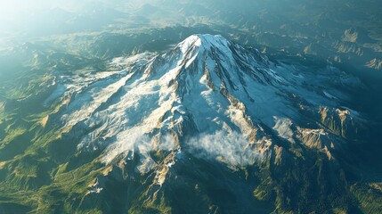 A stunning view of the snow capped Swiss Alps by Murren, Switzerland, with rugged peaks and steep slopes under a clear blue sky. The blend of snow and rock showcases the alpine beauty in bright l