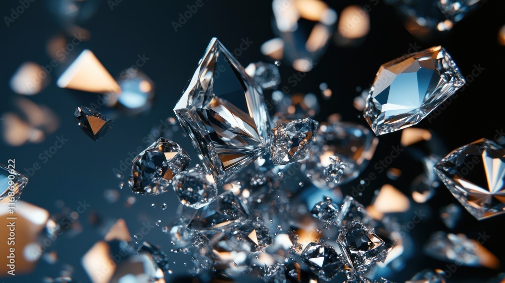 Leinwandbilder a cluster of sparkling crystals illuminated in a dynamic, abstract setting.