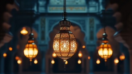 Intricate Arab archway leading to a beautiful mosque, the scene exuding cultural richness and peaceful ambiance under soft lighting.