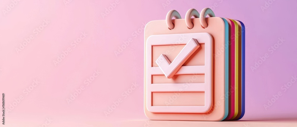 Aufkleber checklist app icon design 3d render pastel colors task management productivity to do list