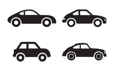 Collection of car silhouettes icon on white background