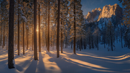 Fototapeta premium Enchanted Winter Forest in the Mountains