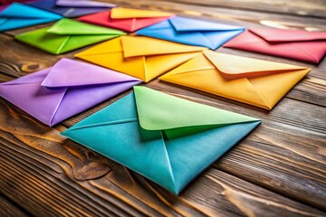 Colorful Envelopes Arranged on a Wooden Surface - Rule of Thirds Composition