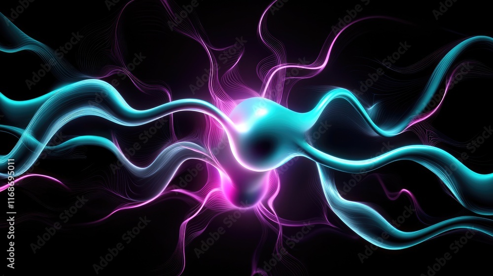 Poster dynamic neural connections abstract environment digital art vibrant colors conceptual visualization