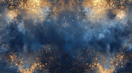 Obraz premium Abstract Blue Gold Celestial Night Sky Design