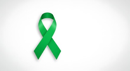 Green Awareness Ribbon on White Background