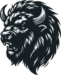 Detailed Artwork of a Bison with a Wild and Dangerous Look
