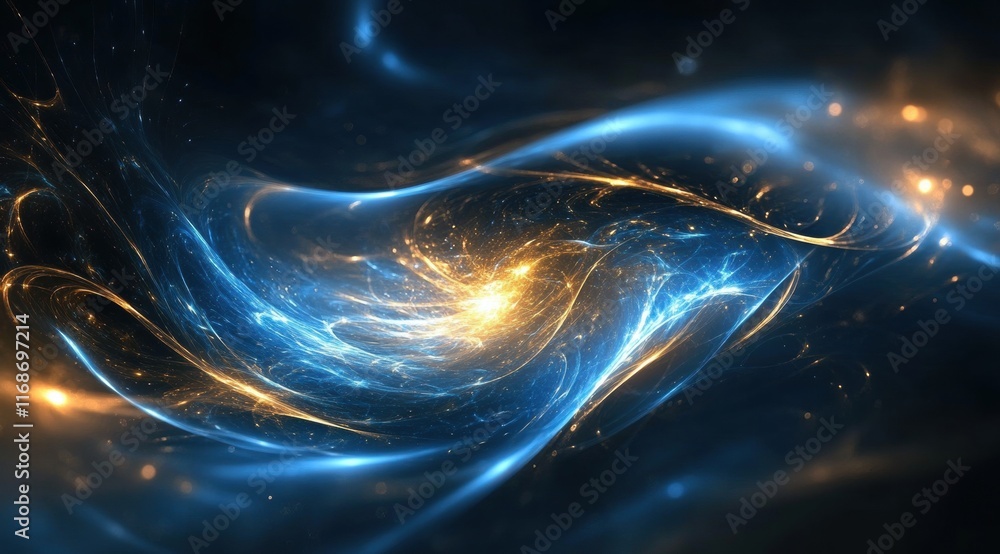 Canvas Prints blue and gold abstract background with bokeh lights. cosmic galaxy.