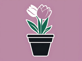 pink tulips in a pot
