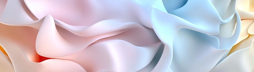A soft, colorful abstract design featuring flowing fabric-like textures.