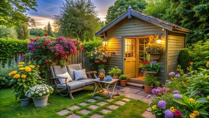 Cozy Backyard Patio Garden Shed Relaxation Small Space Outdoor Oasis