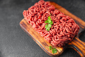 minced meat fresh beef, pork meat tasty eating cooking meal food snack on the table copy space food...