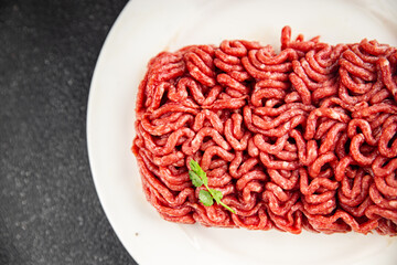 minced meat fresh beef, pork meat tasty eating cooking meal food snack on the table copy space food...