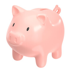 Piggy bank icon  png sticker, 3D rendering illustration, transparent background