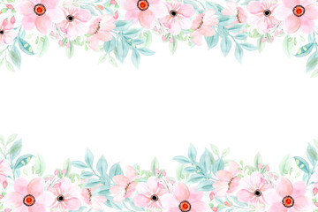 Watercolor floral border for wedding, birthday, card, background, invitation, wallpaper, sticker, decoration etc.