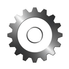 A modern gear icon with a symmetrical, precise design