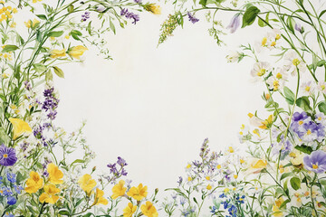 Elegant wedding invitation card background vector. Minimal hand painted watercolor botanical flowers texture template background. Design for wedding, vip cover, poster, rsvp moderncard.Valentine's Day