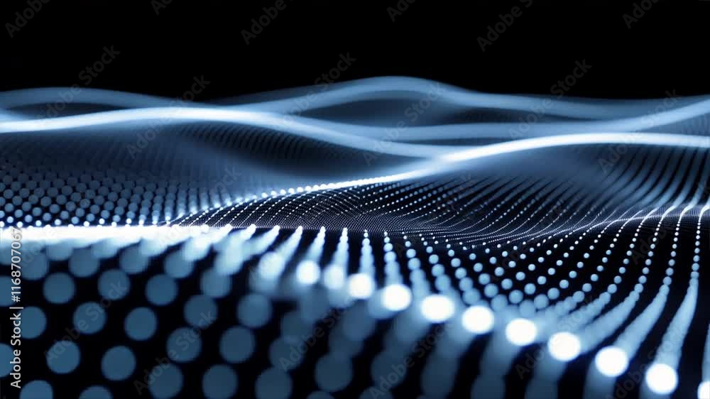 Poster mesmerizing abstract design digital waves and glowing dots create captivating pattern of movement an