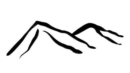 Obraz premium Mountain png sticker, ink brush design on transparent background