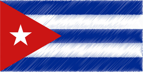 Cuba Revolution Day January 1. Scribble style Cuba flag vector background. Poster, card, banner.