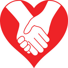 Heart Handshake Symbol Design for Unity, Love, and Relationships in Creative and Romantic Projects

