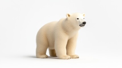 A realistic 3D model of a polar bear on a white background.