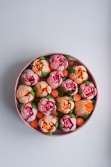 The pink box of marshmallow tulips