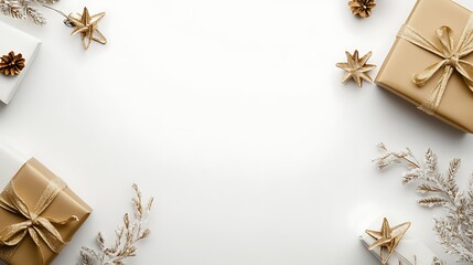 Elegant Christmas Gifts White Background Festive Decorations