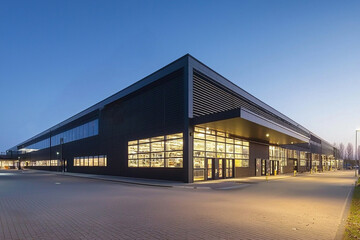 Fototapeta premium Night-lit factory under clear sky