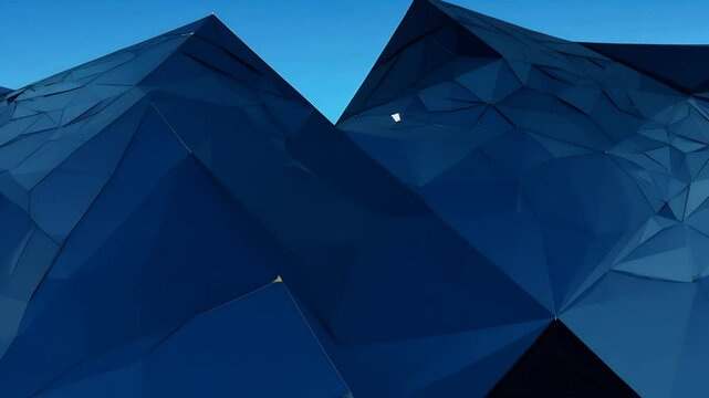 complex low poly surface dark blue geometric textures shifts fluidly creating sleek 4k abstract looping background UHD