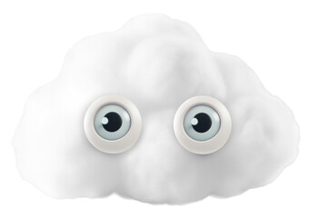 3D cloud png character icon, transparent background