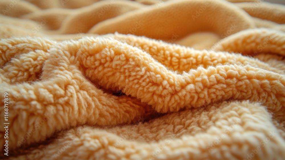 Poster soft and cozy textured blanket resting on a bed creating a warm and inviting atmosphere in the sunli