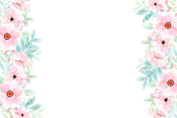 Fototapeta premium Watercolor floral border for wedding, birthday, card, background, invitation, wallpaper, sticker, decoration etc.
