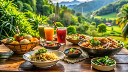 Delicious Street Food at Chua Trail Hiking Destination: Savory Snacks and Refreshing Drinks