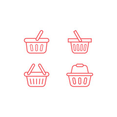 Shopping basket icons set. Simple style for web template and app. Shop, cart, bag, store, online, purchase, buy, retail, vector illustration design on white background.