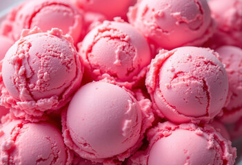 A photo of multiple scoops of pinkish-red ice cream