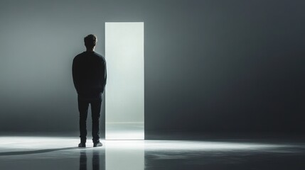 Young man in front of the mirror
