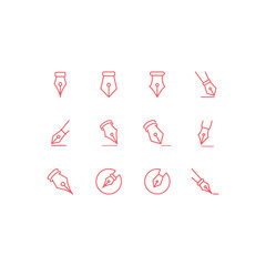 Fountain Pen icons set logo symbol illustration