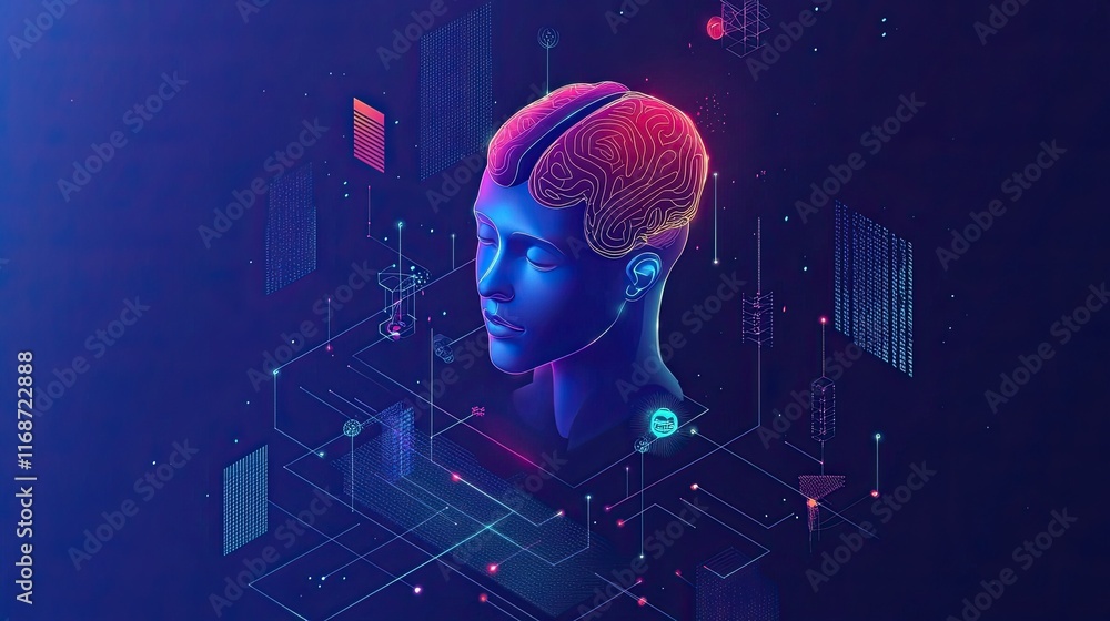 Poster integrating ai and iot for smarter business solutions, enhancing real-time operational efficiency, d