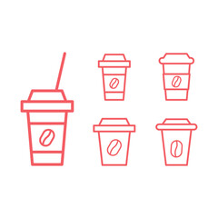 Disposable coffee cup icons set vector.