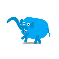 Cute cartoon of an elephant in blue