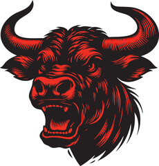 Furious Cow Head Design Perfect for Farm Animal Themes
