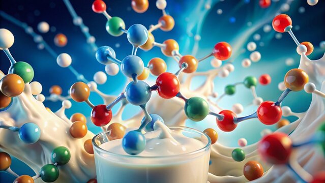 Double Exposure: Lactose Molecule & Milk Structure - Chemical Composition