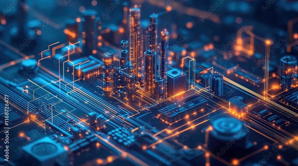 Poster iot-powered factories with real-time monitoring, predictive maintenance, and automation.