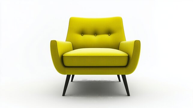 Modern upholstered chair with sleek legs, isolated on white for urban living rooms