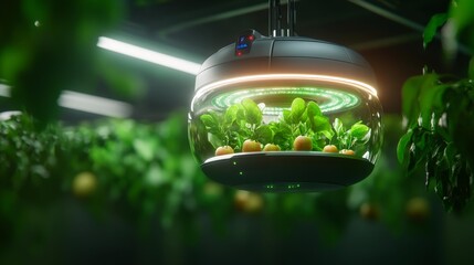 Futuristic Smart Orchard with Aerial Digital Cultivator. Generative AI
