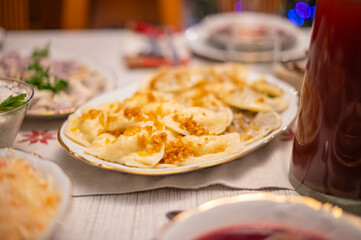 Christmas diner, selective focus Polish culture set table, food backgrounds, selective focus, isolated image