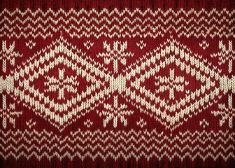 AI-generated symmetrical Nordic knitwear pattern; a double exposure of geometric textile art.
